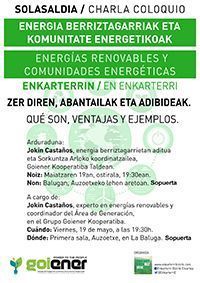 Energías renovables y comunidades energéticas en Enkarterri. Qué son, ventajas y ejemplos