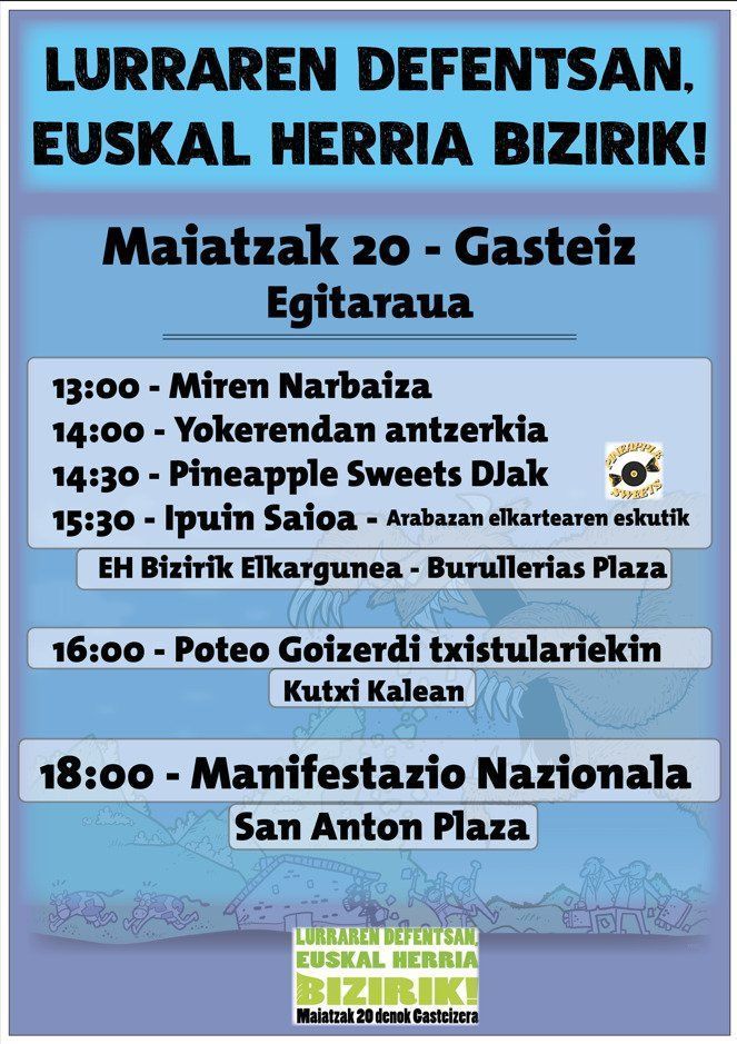 Enkarterri Bizirik Elkartea invita a los vecinos y vecinas  de Enkarterri a decir NO  a los macro proyectos que agreden nuestro territorio en la manifestación convocada en Gasteiz